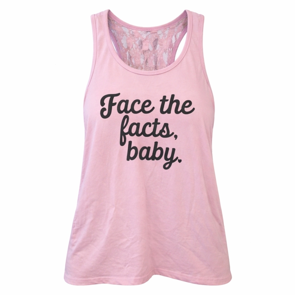 5 More Minutes Pink Graphic Lace Back Tank Top Size Small‎
